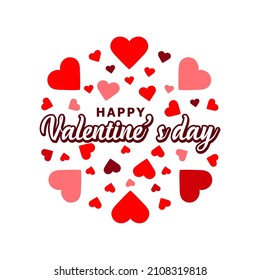 Valentine's day background with heart pattern around and typography happy valentines day text. Vector illustration. Happy Valentines Day typography poster with calligraphy text handwritten, Vector Ill