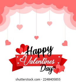 Valentines day background with heart pattern and typography of happy valentines day text . Vector illustration. Wallpaper, flyers, invitation, posters, brochure, banners.