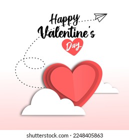 Valentines day background with heart pattern and typography of happy valentines day text . Vector illustration. Wallpaper, flyers, invitation, posters, brochure, banners.