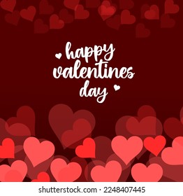 Valentines day background with heart pattern and typography of happy valentines day text . Vector illustration. Wallpaper, flyers, invitation, posters, brochure, banners.