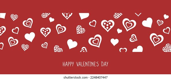 Valentines day background with heart pattern and typography of happy valentines day text . Vector illustration. Wallpaper, flyers, invitation, posters, brochure, banners.