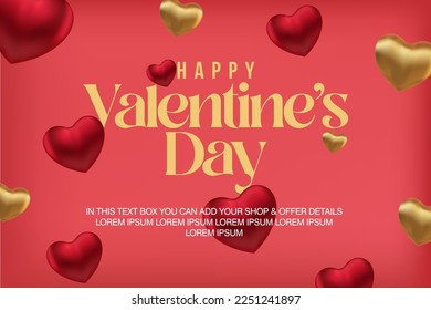 Antecedentes del día de San Valentín con patrón cardíaco y tipografía de feliz día de San Valentín texto . Ilustración vectorial. Papel de escritorio, volantes, invitación, carteles, folleto, pancartas.
