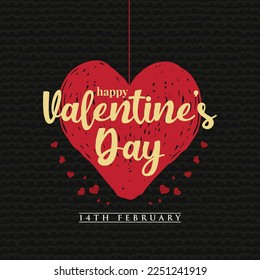 Antecedentes del día de San Valentín con patrón cardíaco y tipografía de feliz día de San Valentín texto . Ilustración vectorial. Papel de escritorio, volantes, invitación, carteles, folleto, pancartas.
