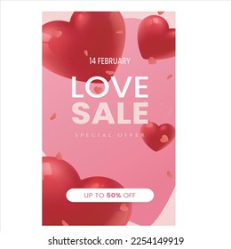Valentines day background with heart pattern and typography of Love sale special offer text . Vector illustration. Wallpaper, flyers, invitation, posters, brochure, banners.