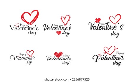 Valentines day background with heart pattern and typography of happy valentines day text . Vector illustration. Wallpaper, flyers, invitation, posters, brochure, banners.Set of Valentine's day text wi
