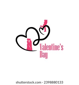 Valentines day background with heart pattern and typography of happy valentines day text . Vector illustration. Wallpaper, flyers, invitation, posters, brochure, banners.
