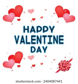Valentines day background with heart pattern and typography of happy valentines day text . Vector illustration. Wallpaper, flyers, invitation, posters, brochure, banners.
