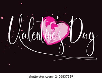 Valentine's day background with heart pattern and typography happy valentines day text. Vector illustration. Wallpapers, flyers, invitations, posters,