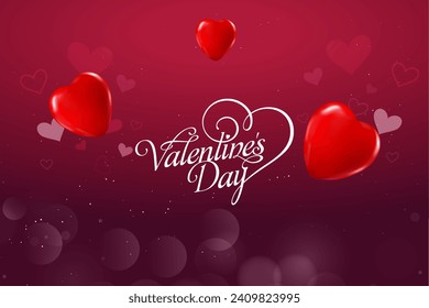 Valentines day background with heart pattern and typography of happy valentines day text .