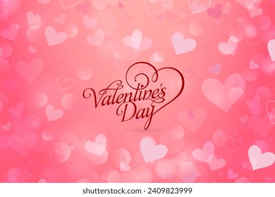 Valentines day background with heart pattern and typography of happy valentines day text .