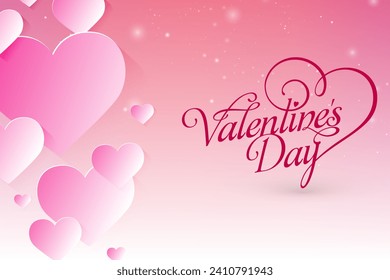 Valentines day background with heart pattern and typography of happy valentines day