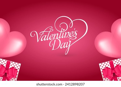 Valentines day background with heart pattern and typography of happy valentines day.