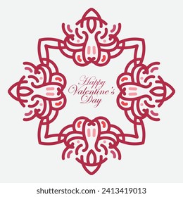 Valentines day background with heart pattern and typography of happy valentines day text . Vector illustration. Wallpaper, flyers, invitation, posters, brochure, banners.