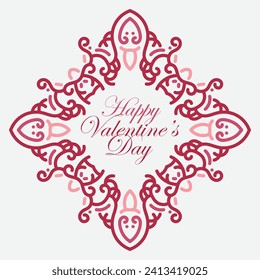 Valentines day background with heart pattern and typography of happy valentines day text . Vector illustration. Wallpaper, flyers, invitation, posters, brochure, banners.