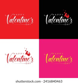 Valentine's Day background with heart pattern and typography of happy valentines Day text