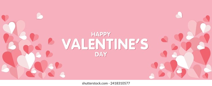 Valentines day background with heart pattern and typography of happy valentines day text
