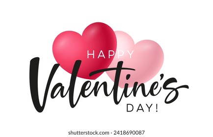 Valentine's day background with heart pattern and Happy Valentine's Day text typography. Vector illustration. Wallpaper, flyers, invitation, poster, brochure, poster.