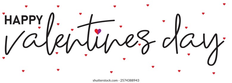 Valentines day background with heart pattern and typography of happy valentines day text . Vector illustration. Wallpaper, flyers, invitation, posters, brochure, banners.