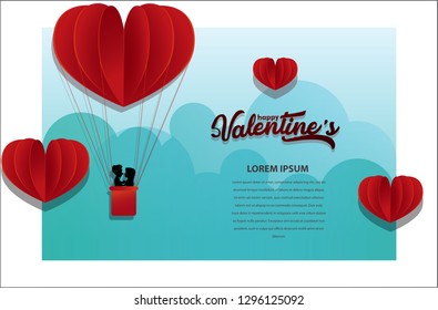 Valentines day background with Heart shape. Paper cut style. Can be used for Wallpaper, flyers, invitation, posters, brochure, banners. Vector illustration. - Vector