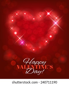 Valentines Day background with heart shape and sparks. Vector eps 10.