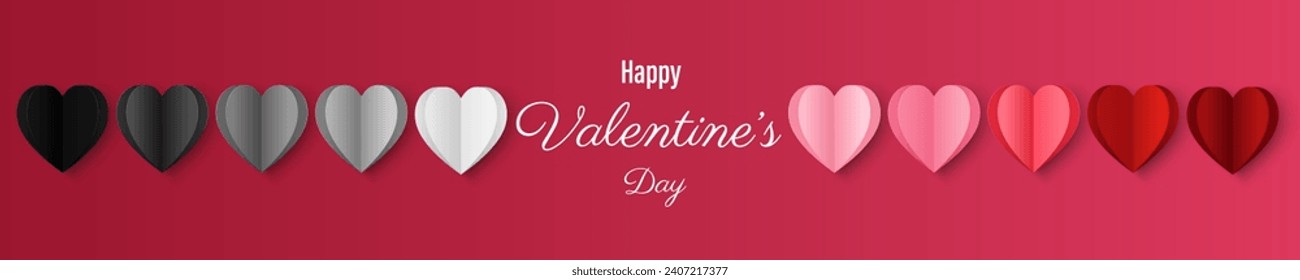 Valentine's day Background with Heart shape Paper cut. Vector illustration. Creative design for sale concept, voucher template, posters, brochure.