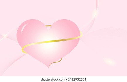 Valentine's day background with heart shape and gold line. valentine illustration with decorative heart.