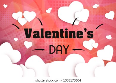 Valentines day background with Heart Shaped Balloons and golden confetti. Vector illustration for sale banners