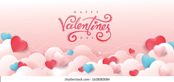 Valentines day background with Heart Shaped Balloons. Vector illustration.banners.Wallpaper.flyers, invitation, posters, brochure.