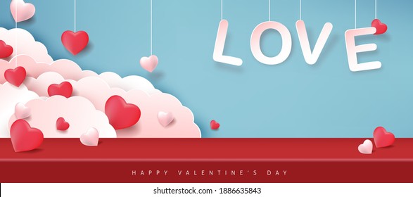 Valentines day background with Heart Shaped Balloons. 