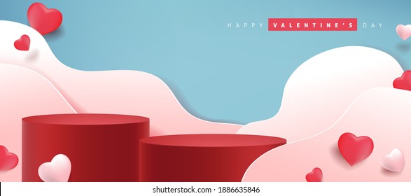 Valentines day background with Heart Shaped Balloons. 