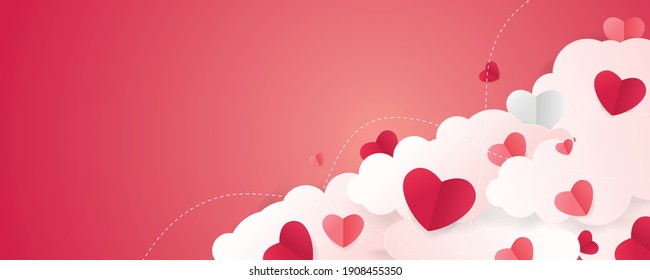 Valentines day background with Heart Shaped Cloud. Vector illustration. banners. Wallpaper. fliers, invitation, posters, brochure, voucher discount