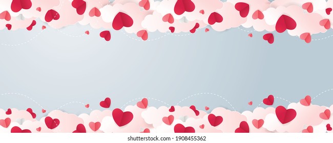 Valentines day background with Heart Shaped Cloud. Vector illustration. banners. Wallpaper. fliers, invitation, posters, brochure, voucher discount