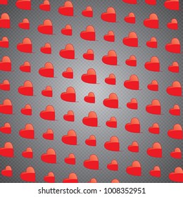 Valentines Day background. Heart shapes isolated on transparent background. Love concept. Vector template