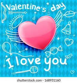 Valentines day. Valentines day background. Heart.  Valentine background. Blue Valentines card. Typographic design.