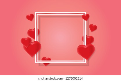 Valentines Day background with Heart Vector illustration, Free space, Poster, Brochure, Template