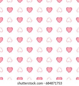 Valentines day background. Heart Vector Seamless pattern. Love and wedding,  design. Hand drawn doodle Hearts