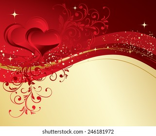 Valentines Day background with heart and  vintage floral pattern