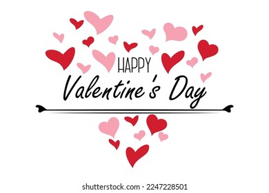 Valentinstag-Hintergrund mit Herzform-Symbol und Happy Valentinstag-Text für Wallpaper, Flyer, Einladungen, Plakate, Flyer, Banner. Vektorgrafiken EPS10