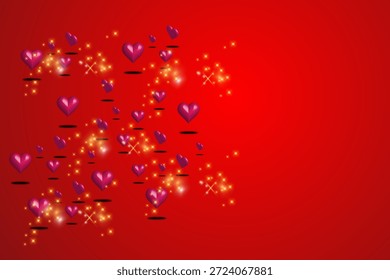 Dia dos namorados fundo com corações 3d e luzes. Ilustração vetorial. copiar área de espaço