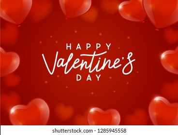 Valentines day background with hearts balloons