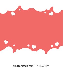 valentines day background with hearts and clouds vector illustration
