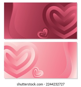 Valentines day background with hearts and curved lines. Vector illustration. Wallpaper, invitations, posters, flyers, banners
