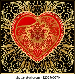 Valentine's day background with hearts and floral pattern. Vector illustration. Template design for greeting and wedding card.