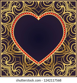 Valentine's day background with hearts and floral pattern. Vector illustration. Template design for greeting and wedding card.