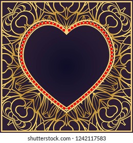 Valentine's day background with hearts and floral pattern. Vector illustration. Template design for greeting and wedding card.