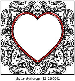 Valentine's day background with hearts and floral pattern. Vector illustration. Template design for greeting and wedding card.