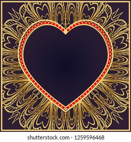 Valentine's day background with hearts and floral pattern. Vector illustration. Template design for greeting and wedding card.