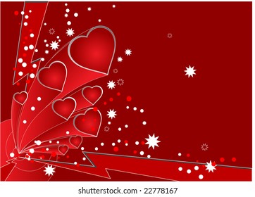 Valentines Day background with Hearts, floral and wave pattern, element for design, vector illustration