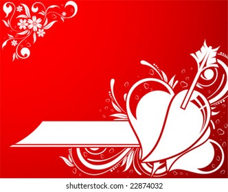 Valentines Day background with Hearts and floral pattern, element for design, vector illustration