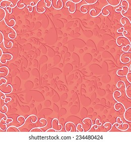 Valentine's day background with hearts and floral texture
